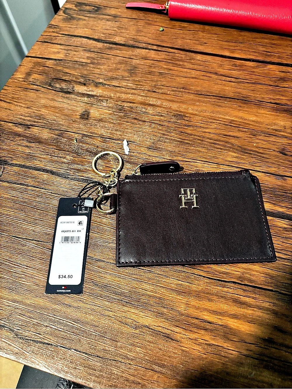 Tommy Hilfiger Leather Key Fob Card Holder Card Holder Brown NWT